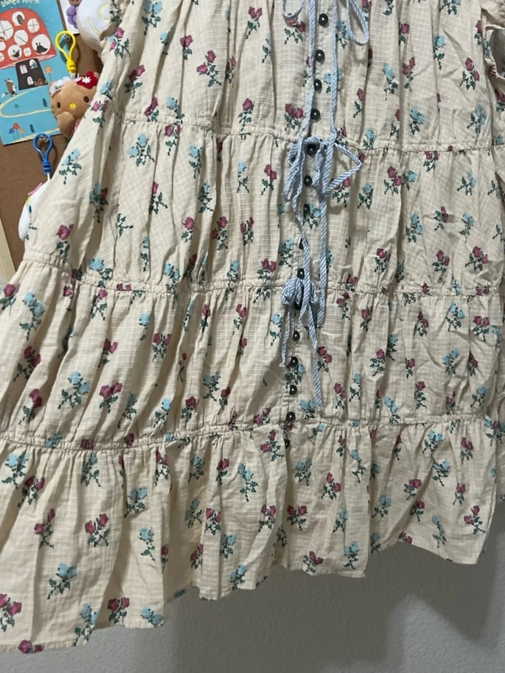 Free People Sundown mini Floral Tie-Front Dress